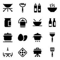 pack d'icônes de gadgets de cuisine vecteur
