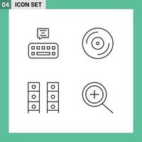 ensemble de pictogrammes de 4 couleurs plates remplies simples de dispositifs de mobilier de clavier bureau de plateau tournant dessiner des éléments de conception vectoriels modifiables vecteur