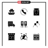 ensemble de 9 icônes de style solide pour le web et les symboles de glyphes mobiles pour l'impression des signes d'icône solide isolés sur fond blanc 9 jeu d'icônes fond de vecteur d'icône noire créative