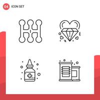 pack de 4 icônes de contour universel pour les supports d'impression sur fond blanc fond de vecteur d'icône noire créative
