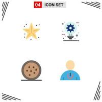 4 pack d'icônes plates d'interface utilisateur de signes et symboles modernes de l'idée de plage star construction snack éléments de conception vectoriels modifiables vecteur