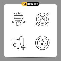 4 symboles de contour du pack d'icônes noires signes pour des conceptions réactives sur fond blanc 4 icônes définies fond de vecteur d'icône noire créative