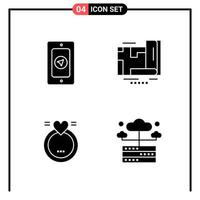 ensemble de 4 icônes de style solide pour le web et les symboles de glyphes mobiles pour l'impression des signes d'icône solide isolés sur fond blanc 4 jeu d'icônes fond de vecteur d'icône noire créative