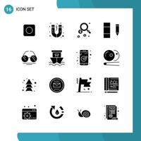 pack vectoriel de 16 symboles de glyphe icône de style solide sur fond blanc pour le web et mobile fond de vecteur d'icône noire créative