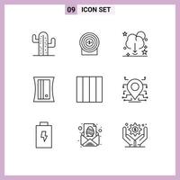 symboles d'icônes universels groupe de 9 contours modernes d'outils de mise en page cloud sharpener serveur éléments de conception vectoriels modifiables vecteur