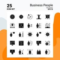 25 gens d'affaires jeu d'icônes 100 eps modifiables 10 fichiers idées de concept de logo d'entreprise conception d'icône de glyphe solide vecteur