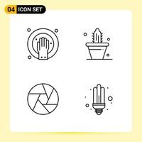 4 icônes créatives pour la conception de sites Web modernes et des applications mobiles réactives 4 signes de symboles de contour sur fond blanc 4 pack d'icônes fond de vecteur d'icône noire créative