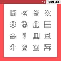 ensemble de 16 symboles d'icônes d'interface utilisateur modernes signes pour le voyage gps lumière boussole parfum éléments de conception vectoriels modifiables vecteur