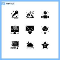 9 icônes créatives signes et symboles modernes de message réseau jauge globe éléments de conception vectoriels modifiables par ordinateur vecteur