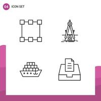 Pack de 4 lignes d'interface utilisateur de signes et symboles modernes de raffinement de conception de navire de chemin éléments de conception vectoriels modifiables vecteur