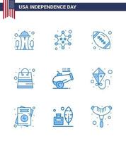 gros pack de 9 usa joyeux jour de l'indépendance usa vector blues et symboles modifiables de cannon shop ball packages sac modifiable usa day vector design elements