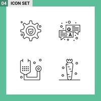 groupe de 4 couleurs plates modernes remplies pour définir le formulaire de réponse chat médecine éléments de conception vectoriels modifiables vecteur