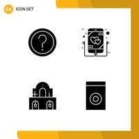 4 concept de glyphe solide pour les sites Web mobiles et les applications informations sur la construction de clients amour église éléments de conception vectoriels modifiables vecteur