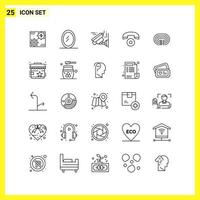 25 jeu d'icônes symboles de ligne simple signe de contour sur fond blanc pour la conception de sites Web applications mobiles et médias d'impression fond vectoriel d'icône noire créative