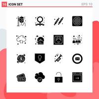 16 concept de glyphe solide pour les sites Web options d'outils mobiles et applications mécanicien de bonbons éléments de conception vectoriels modifiables sucrés vecteur