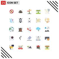 25 interface utilisateur pack de couleurs plates de signes et symboles modernes de buzz cyber chapeau de paille crime bois éléments de conception vectoriels modifiables vecteur