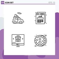 pack d'icônes vectorielles stock de 4 signes et symboles de ligne pour les éléments de conception vectoriels modifiables en ligne de graphique de véhicule cadeau auto vecteur