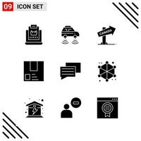ensemble parfait de pixels de 9 icônes solides jeu d'icônes de glyphes pour la conception de sites Web et l'interface d'applications mobiles vecteur