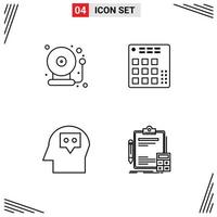 4 icônes créatives signes et symboles modernes de la tête de l'école retour à l'école dj pensé éléments de conception vectoriels modifiables vecteur