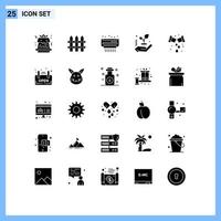 25 concept de glyphe solide pour sites Web mobiles et applications conditionneur de plombier ouvert éléments de conception vectoriels modifiables d'arbre mécanique vecteur