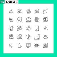 ensemble moderne de 25 lignes et symboles tels que des dispositifs de projecteur antivirus d'alarme numérique éléments de conception vectoriels modifiables vecteur