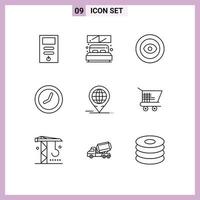 aperçu de l'interface mobile ensemble de 9 pictogrammes d'éléments de conception vectoriels modifiables d'horloge de montre de réalisation d'entreprise mondiale vecteur