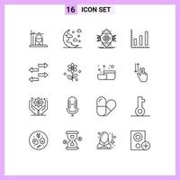 16 ensemble de contours d'interface utilisateur de signes et symboles modernes de statistiques d'importation concept de statistiques ubicomp éléments de conception vectoriels modifiables vecteur