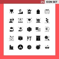 25 pack de glyphes solides d'interface utilisateur de signes et symboles modernes d'éléments de conception vectoriels modifiables de lait d'arc de camp de coeur de costume vecteur