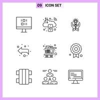 9 icônes dans les symboles de contour de style de ligne sur fond blanc signes vectoriels créatifs pour le web mobile et l'impression vecteur