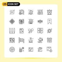 symboles d'icônes universels groupe de 25 lignes modernes de jeux d'étiquettes de fête remise éléments de conception vectoriels modifiables vecteur
