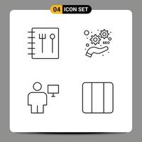 ensemble de 4 symboles d'icônes d'interface utilisateur modernes signes pour livre avatar marketing humain distribuer des éléments de conception vectoriels modifiables vecteur