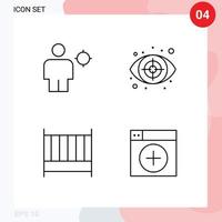 ensemble de 4 symboles d'icônes d'interface utilisateur modernes signes pour l'emplacement du lit d'avatar meubles pour les yeux éléments de conception vectoriels modifiables vecteur