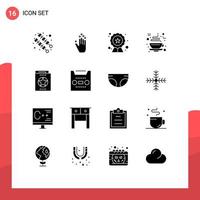 ensemble moderne de 16 glyphes et symboles solides tels que le livre d'halloween seo café chaud éléments de conception vectoriels modifiables vecteur