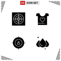 4 icônes style solide grille basée sur des symboles de glyphe créatifs pour la conception de sites Web signes d'icônes solides simples isolés sur fond blanc 4 jeu d'icônes vecteur