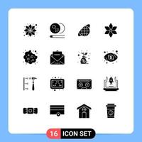 ensemble de 16 symboles d'icônes d'interface utilisateur modernes signes pour manger bébé globe plante fleur éléments de conception vectoriels modifiables vecteur
