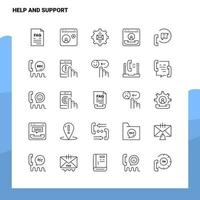 ensemble d'icônes de ligne d'aide et de support ensemble 25 icônes conception de style minimalisme vectoriel icônes noires ensemble pack de pictogrammes linéaires