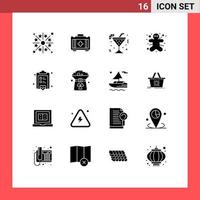 symboles d'icônes universels groupe de 16 glyphes solides modernes de liste de contrôle halloween verre pain d'épice cookie éléments de conception vectoriels modifiables vecteur