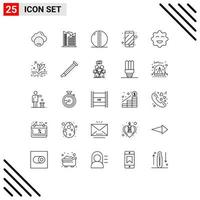 symboles d'icônes universels groupe de 25 lignes modernes de biscuits boule dure électronique téléphone portable éléments de conception vectoriels modifiables vecteur