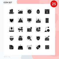 pack de 25 glyphes solides créatifs d'éléments de conception vectoriels modifiables de vente d'oeufs de mariage de vacances web vecteur