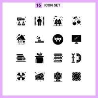 ensemble de 16 symboles d'icônes d'interface utilisateur modernes signes pour l'agriculture arboricole arbre nourriture berry éléments de conception vectoriels modifiables vecteur