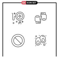 ensemble de 4 symboles d'icônes d'interface utilisateur modernes signes pour le suivi ensemble ligne de protection de boxe éléments de conception vectoriels modifiables vecteur