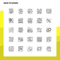 ensemble d'icônes de ligne de retour à l'école ensemble de 25 icônes conception de style minimalisme vectoriel icônes noires définies pack de pictogrammes linéaires
