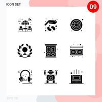 9 concept de glyphe solide pour les sites Web mobiles et applications garde-robe cellules ménagères feuille jour éléments de conception vectoriels modifiables vecteur