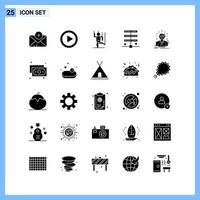 25 icônes symboles de glyphe créatifs de style solide signe d'icône solide noir isolé sur fond blanc vecteur