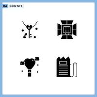 pack d'icônes vectorielles stock de 4 signes et symboles de ligne pour l'éclairage de mariage de ballon clé mariage éléments de conception vectoriels modifiables vecteur