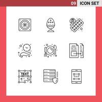 9 concept de contour pour les sites Web mobiles et les applications alimentation gagner du temps temps de la tablette éléments de conception vectoriels modifiables à la main vecteur