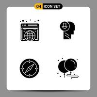 4 icônes noires pack symboles glyphes signes pour des conceptions réactives sur fond blanc 4 icônes définies vecteur
