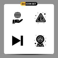 4 icônes noires pack symboles glyphes signes pour des conceptions réactives sur fond blanc 4 icônes définies vecteur