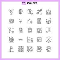 25 icônes dans les symboles de contour de style de ligne sur fond blanc signes vectoriels créatifs pour le web mobile et l'impression vecteur