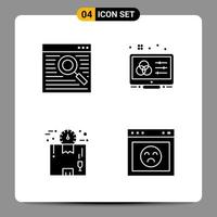 4 icônes noires pack symboles glyphes signes pour des conceptions réactives sur fond blanc 4 icônes définies vecteur